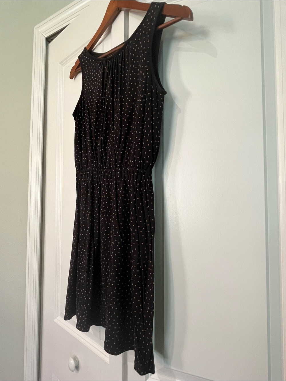 LOFT Black and Gold Polka Dot Mini Dress